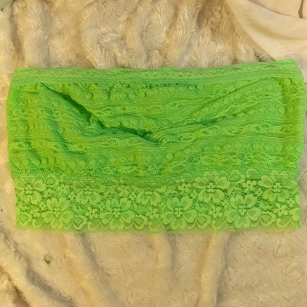 Native Intimates Lace Tube Top  bandeau in green.